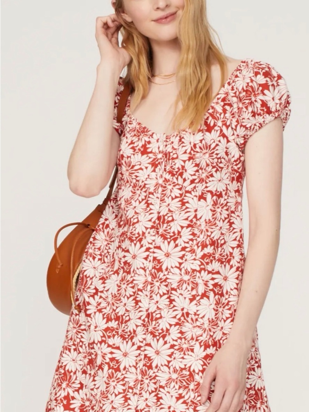 Madewell Margie Mini Dress Abstract Floral Linen Blend Puff Sleeve Buttons